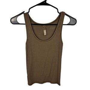 SKIMS Ribbed Tank Top in Olive Brown
